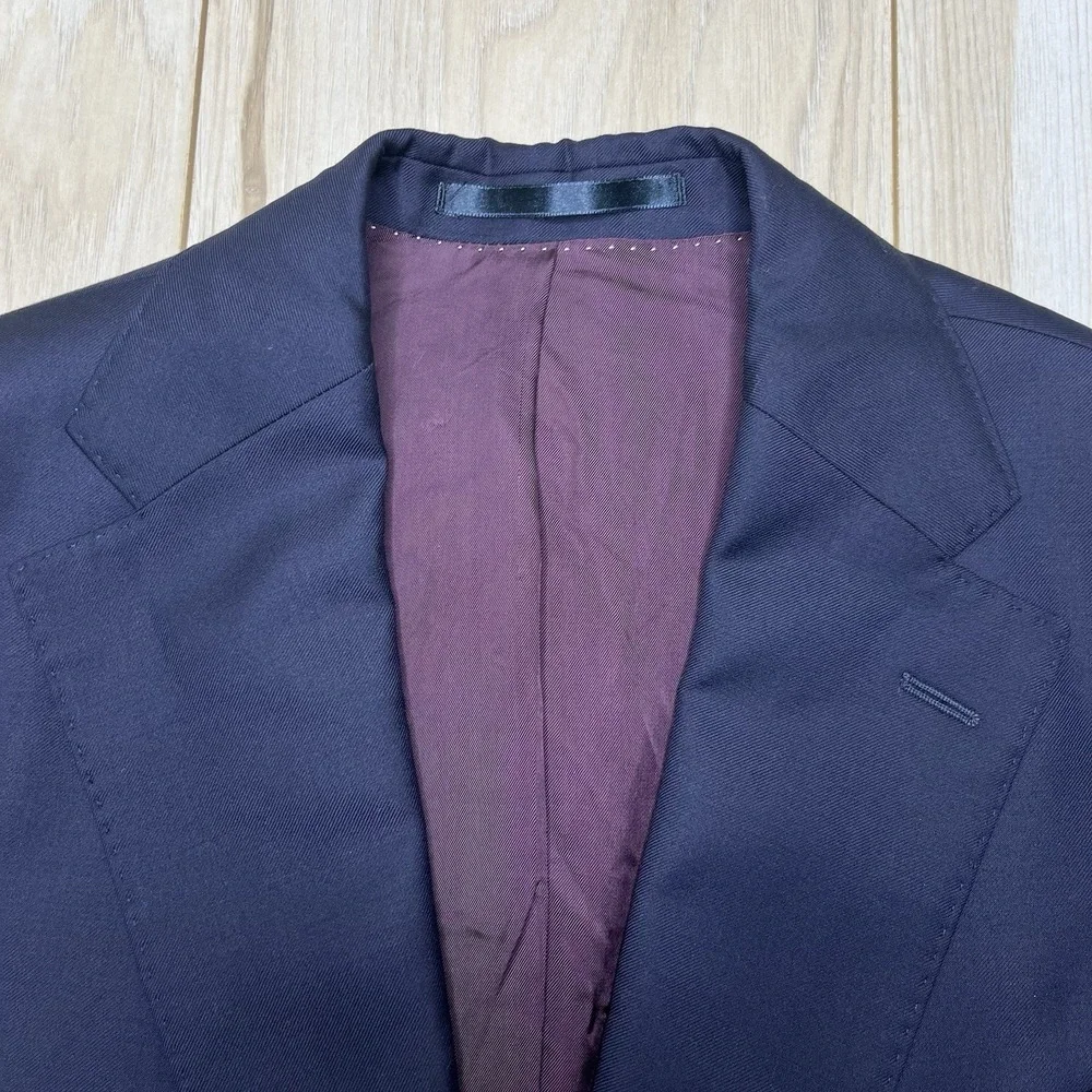 Hubscher Vitale Barberis Canonico Perennial. Wool Navy Blue Sports Coat Mens 38R